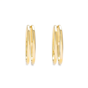 Boucles d'oreilles créoles géométriques en acier inoxydable plaqué or avec design entrelacé, bijoux tendance pour femmes - Product Image 2