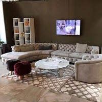 Ensemble de canapé d'angle moderne en velours gris clair avec rembourrage en éponge, structure en bois, design incurvé, personnalisable, marque Minis