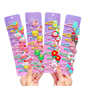 Nouvelles pinces à cheveux colorées et mignonnes en forme de dessin animé pour filles, lot de <span class=keywords><strong>10</strong></span>, accessoires de mode pour cheveux, thème crème glacée, collection 2021 - Product Image 6