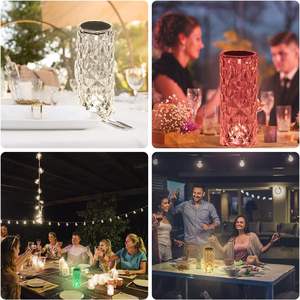Vente en gros Nouveau Lampe tactile USB rechargeable en acrylique cristallin brillant avec effet d'ombre rose pour la maison, la chambre et le salon – Luxe - Product Image 5