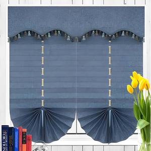 Venta al por mayor de tela ciega romana de lino estilo europeo cortinas romanas persianas blancas con ribete negro - Product Image 3