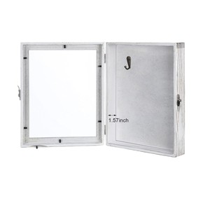 Wooden Pet <b>Photo</b> Frame Distressed White Rectangle Handmade Desktop <b>Storage</b> <b>Box</b> For Dog Cat Growth Memories - Product Image 5