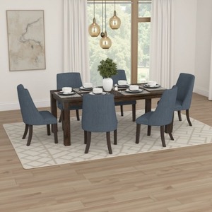 Mesa de Comedor Moderna y Cómoda Harry con Patas Rectas, Rectangular, de Madera de Acacia Marrón, 79 Pulgadas, para Apartamento/Hotel - Product Image 1