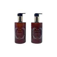 Bouteille en plastique réutilisable de 200 ml, 300 ml, 500 ml, pompe à presser, revêtement noir mat, estampage à chaud doré, couleur personnalisée, étiquette privée, hôtel