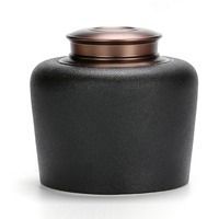 Grand pot à bonbons en céramique noir minimaliste avec couvercle pour café et hôtel