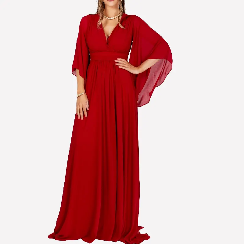 Long Party Summer Evening Chiffon Dress 2024 Elegant Fancy Pleated High Slit New Full Women Natural OEM Service Ball Gown Adults