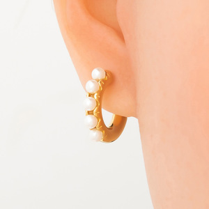 Pendientes de Aro con Perlas, Chapados en Oro de 18K, con Engaste de Titanio, para Uso Diario - Product Image 4