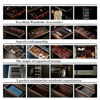 Armoire contemporaine réglable avec bureau et coiffeuse, portes vitrées à fermeture douce, grande capacité de rangement