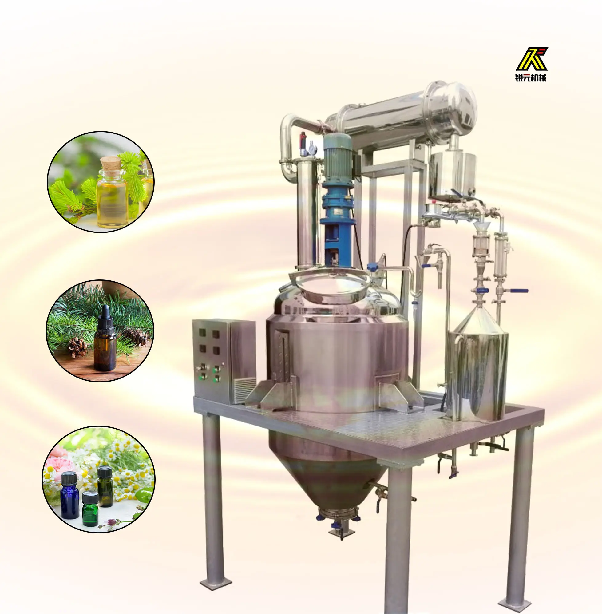 Máquina de evaporación rotativa de destilación de aceite esencial Rosa profesional