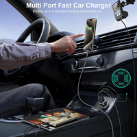 Chargeur de voiture rapide personnalisable en gros PD 65W QC3.0, 2 USB, 2 Type C, adaptateur d'alimentation multi-chargeur pour appareil photo