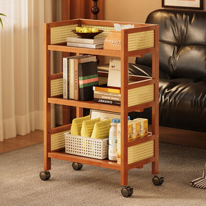 Carrito <span class=keywords><strong>de</strong></span> Ruedas Antiguo Portátil con Múltiples Niveles para Guardar Refrigerios, Artículos Diversos, Libros y Otras <span class=keywords><strong>Cosas</strong></span> Junto al Sofá - Product Image 6