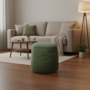 Pouf Contenitore Rotondo in Tessuto, Sgabello con Vano Nascosto, Arredamento per Soggiorno, Design Moderno e Contemporaneo - Product Image 2