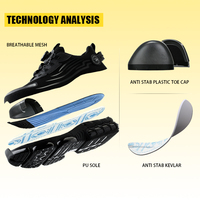 Zapatos de Seguridad con Puntera de Acero para Hombre, Antiaplastamiento, Antipinchazos, Cómodos, Transpirables, de Construcción, con Suela de Goma Tejida