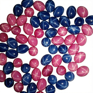Rubí Sintético, Piedras Preciosas Sueltas, Creadas en Laboratorio, Azules, Ovaladas, Cabujón, para Joyería, 4mm-10mm, Efecto de Color, Certificadas por Terceros - Product Image 3