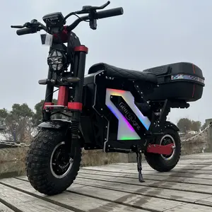 2024 Ons Voorraad Volwassen App Controle 14Inch Off Road Banden 72V 50ah 10000W Dual Motor Bromfiets Elektrische Scooter Met Kofferbak
