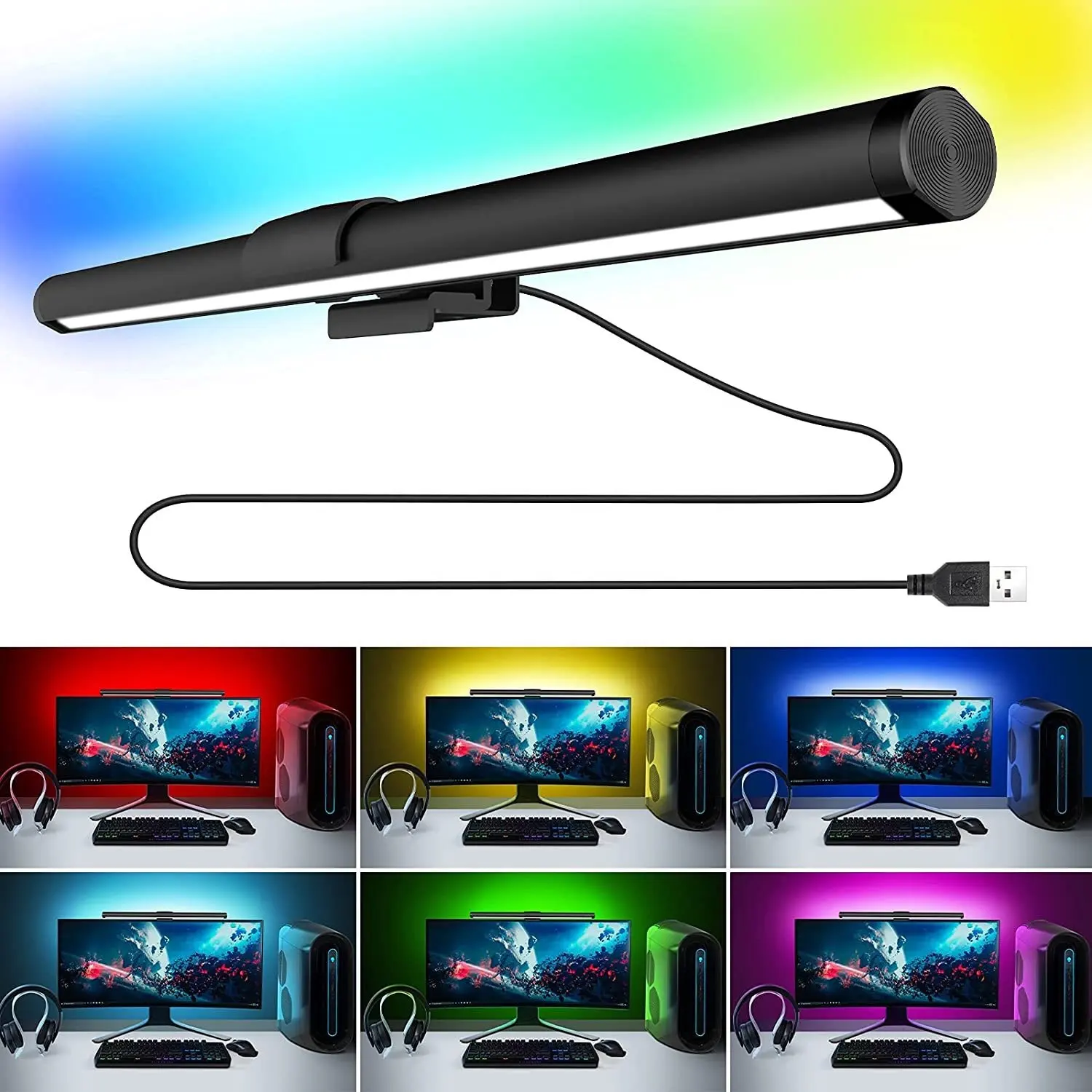 Bureau rgb rétro-éclairage gadget suspendu ordinateur maison intelligente lampe luz luces para moniteur barre lumineuse moniteur écran lampe barre lumineuse