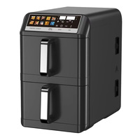 Freidora de aire inteligente de doble cesta con pantalla táctil digital, 6L+6L, para cocina, electrodoméstico de 10 menús, con doble cajón apilable