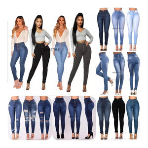 2025 moda mujer <span class=keywords><strong>alta</strong></span> <span class=keywords><strong>cintura</strong></span> Slim Fit <span class=keywords><strong>Jeans</strong></span> elástico Denim con borla cinturón vendaje <span class=keywords><strong>Push</strong></span> <span class=keywords><strong>up</strong></span> Tight Fit transpirable - Product Image 1