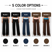 GH Wholesale Leggings évasés brossés pour femme, taille haute, avec ceinture contrastante, effet ventre plat et rehaussement des fesses, pour le yoga