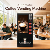 Distributeur automatique de café multifonctionnel commercial, 4 saveurs, mélangeur, à monnayeur, station de café libre-service sans personnel
