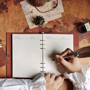 Newest Standard Size Brown Leather Printed Organizer/Planner Journal Travelers Notebook A5 A6 Travel Diary Inserts Binder Clip - Product Image 4
