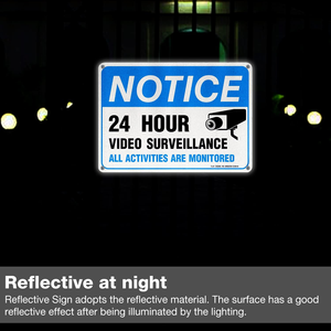 Panneau d'avertissement en métal « Propriété privée, interdiction d'entrée », vidéo 24h/24, « Souriez, vous êtes enregistré », avertissement de sécurité - Product Image 5