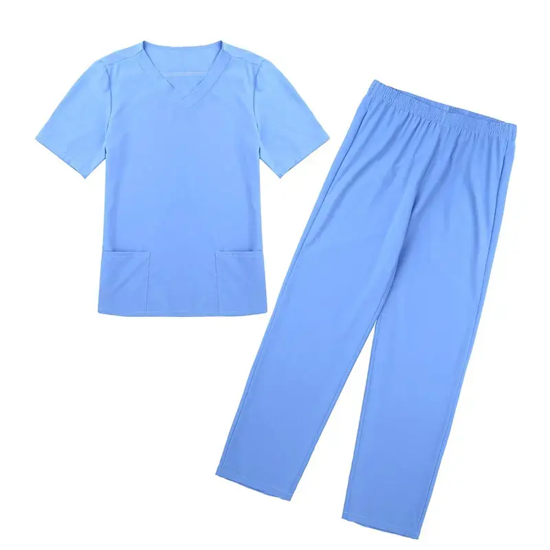 पालतू सौंदर्य संस्था Scrubs सेट उच्च गुणवत्ता स्पा वर्दी यूनिसेक्स वि गर्दन काम कपड़े चिकित्सा सूट कपड़े Scrubs में सबसे ऊपर पैंट