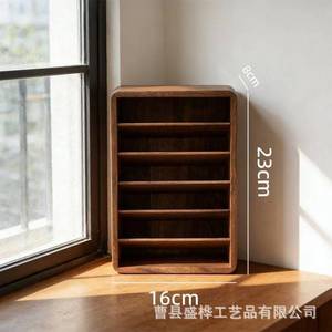 Wooden Lipstick Storage Box Multi Layer <b>Desktop</b> <b>Shelf</b> For Cosmetics And Essential Oils Walnut Finish - Product Image 4
