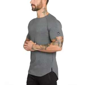 Custom Mens Activewear Curved Hem T-shirt Slim Fit Fitness Clothing For Men