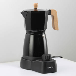 Cafetera eléctrica <span class=keywords><strong>moka</strong></span> con temporizador, máquina de café de aluminio, parte de madera nueva, automática - Product Image 5