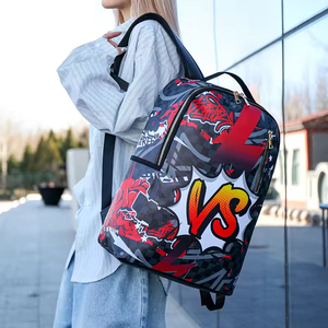 Zaino Impermeabile in PU con Cerniera e Logo Personalizzato, Motivo Geometrico Stampato, 20-36L, Moda Casual, per Uso Scolastico, Unisex - Product Image 4