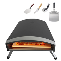 Moderner pulverbeschichteter Stahl-Gas- und Holz-Pizzaofen für den Außenbereich mit Grillfunktion