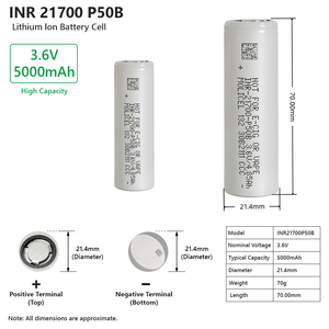 แบตเตอรี่ทรงกระบอก VICTPOWER 21700 P50B 35A 3.7V ความจุสูง 5000mAh โซลิดสเตท LiCoO2 แคโทด 1000 รอบการใช้งาน สำหรับเครื่องมือไฟฟ้า - Product Image 3