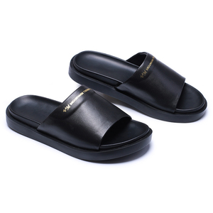 Tongs en cuir véritable pour hommes, collection été 2025, antidérapantes, <span class=keywords><strong>semelle</strong></span> souple, sandales de plage décontractées, claquettes d'extérieur, échantillon gratuit - Product Image 3