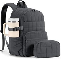 Sac à dos pour ordinateur portable en velours pour femmes |   Porte-gobelet géant matelassé 27L à double fermeture éclair et 18 poches pour voyage