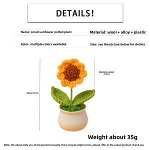 Fil de <span class=keywords><strong>crochet</strong></span> personnalisable fait à la main, ornement de bureau en pot de tournesol, cadeau de Noël ou de la fête des enseignants - Product Image 4