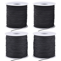 Cordon en macramé enduit extensible 1 mm, élastique robuste pour la fabrication de bijoux, bracelets, colliers, sacs, vêtements. Longueur personnalisable noire