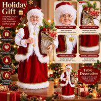 Figurine de Noël Poupée Grand-Mère Père Noël Tenant un Sac Cadeau Rouge et Blanc Décoration de Fêtes Présentoir de Vente au Détail Fabricant Grossiste