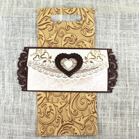 Belles cartes d'invitation de mariage en bois découpées au laser en forme de coeur cartes de menu d'invitations d'anniversaire personnalisées