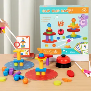 Nouveau <span class=keywords><strong>jeu</strong></span> d'équilibre de bureau en bois de castor transfrontalier jouet d'empilage amusant pince éducative précoce pour les enfants avec des dinosaures - Product Image 2