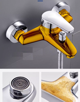 Système de douche à main en laiton avec thermostat chaud/froid, construction entièrement en cuivre, jet doux - Idéal pour appartements et hôtels