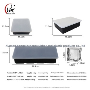 Tapa de silicona de grado alimenticio más vendida para bandeja de cubitos de hielo con molde cuadrado de 4/6/8 compartimentos de fácil desmolde para hacer hielo - Product Image 2