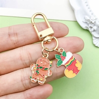 Breloques de Noël en alliage émaillé, assortiment de pendentifs de sac Père Noël, sapin et pain d'épices, cadeau de vacances mignon