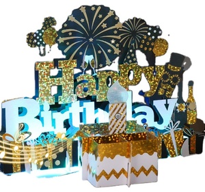 Tarjeta de <span class=keywords><strong>Cumpleaños</strong></span> 3D Musical, Reproduce la Canción de Feliz <span class=keywords><strong>Cumpleaños</strong></span> al Abrir la Tarjeta 3D Pop-up, con Luz LED y Vela - Product Image 1