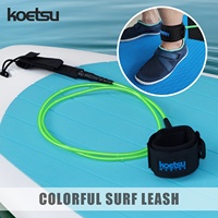 Laisse de planche de surf KOETSU 7 mm, TPU haute résistance, options de longueur de 6 à 10 pieds, 4 couleurs, laisse de surf professionnelle et sécurisée