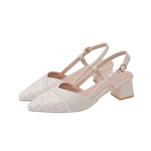 Sandales françaises à bout pointu, nouvelles chaussures à <span class=keywords><strong>talon</strong></span> moyen confortables et décontractées pour femmes, avec bride à boucle unique et design épuré - Product Image 5