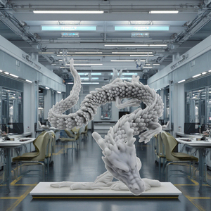 In nhựa <span class=keywords><strong>3D</strong></span>, nhựa màu xám, mô hình, Rồng Trung Quốc khớp nối. - Product Image 2