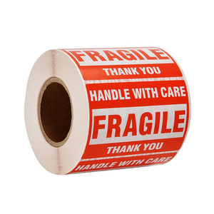 Etiquetas de advertencia de papel cuadrado impermeable autoadhesivas fuertemente adhesivas en rollo para embalaje de mensajes de advertencia - Product Image 4