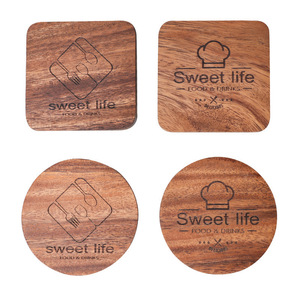 Acacia Wood <b>Coaster</b> <b>Set</b> Round Square Irregular Shape Nordic Style Heat Insulating Coffee Mat With Logo Household Cup Holder - Product Image 5