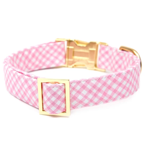 Kerah Anjing Gingham Terlaris 2020, Kerah Anjing Lembut dengan Gesper Logam Emas dan Tali Yang Serasi - Product Image 6